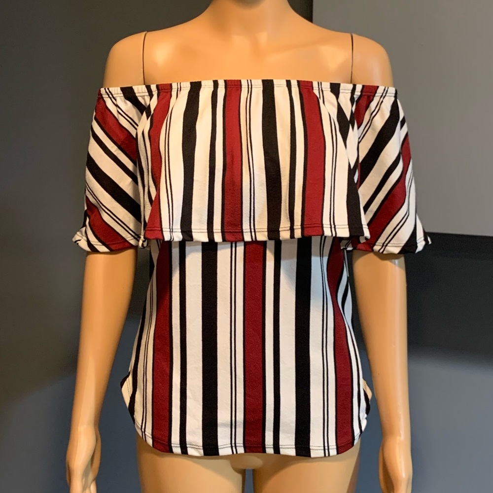 Vibe Off Shoulder Striped Top